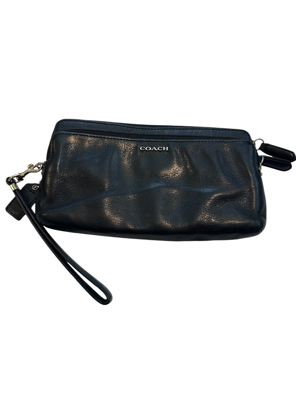 Vintage Coach Black Leather Wristlet wallet